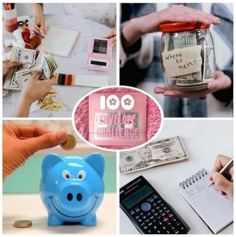 Carpeta pequeña de 100 sobres de 7.9 x 7.9 pulgadas para ahorrar dinero, libro de presupuesto de ahorro de almacenamiento para 100 sobres, kit de