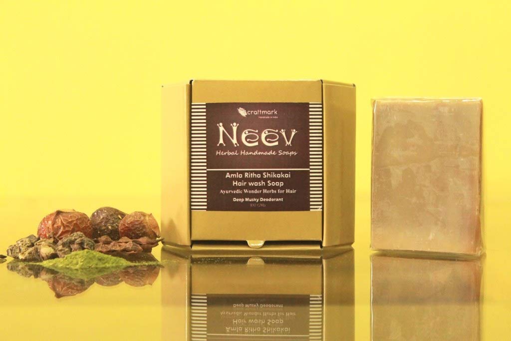 NEEV Amla Ritha Shikakai – Jabón de lavado de cabello natural ayurvédico hecho a mano, 75 g (2.6 oz)
