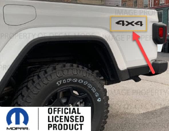 Decal Mods Calcomanías gráficas de cabecera de 4 x 4 para Jeep WranglerGladiator JLJT (2019-2022), negro con contorno amarillo FBYO (juego de 2)