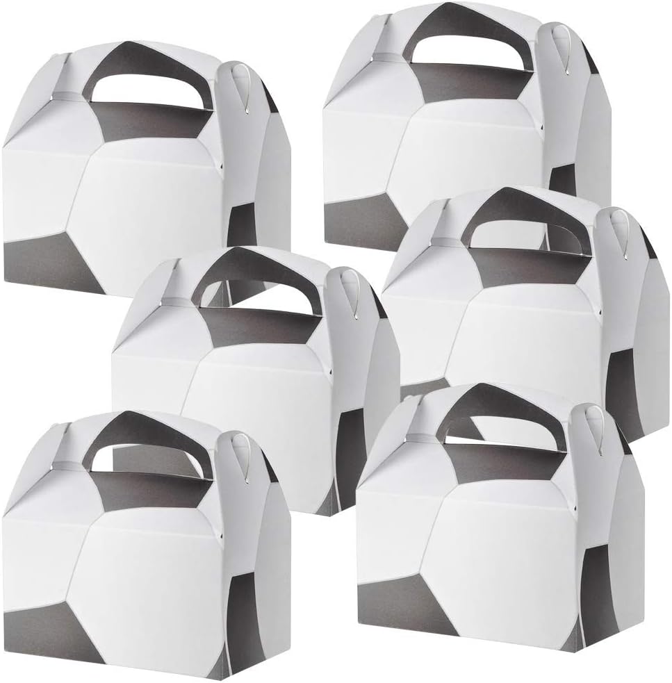 ArtCreativity Cajas de golosinas de fútbol para dulces, galletas y recuerdos de fiesta temática deportiva, paquete de 12 cajas de galletas, bonitas