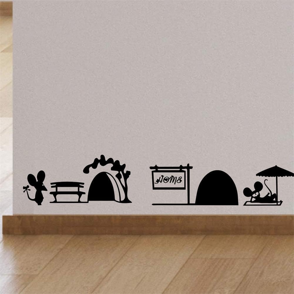 PLIGREAT 6 calcomanías de pared 3D con agujero de ratón, vinilo extraíble para sala de juegos, sala de estar, dormitorio, sótano, decoración de