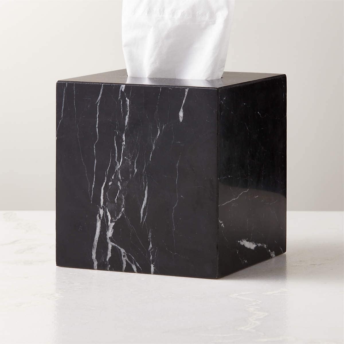 Juego de accesorios de baño de mármol negro (soporte para caja de paños)