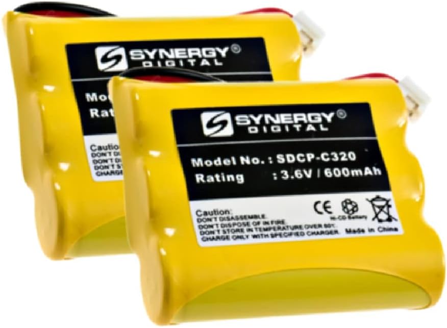 Synergy Digital Baterías inalámbricas para teléfono, compatibles con AT&T-Lucent 3301, (NI-CD, 3.6V, 600 mAh), repuesto para batería GP GP60AAS3BMJ,