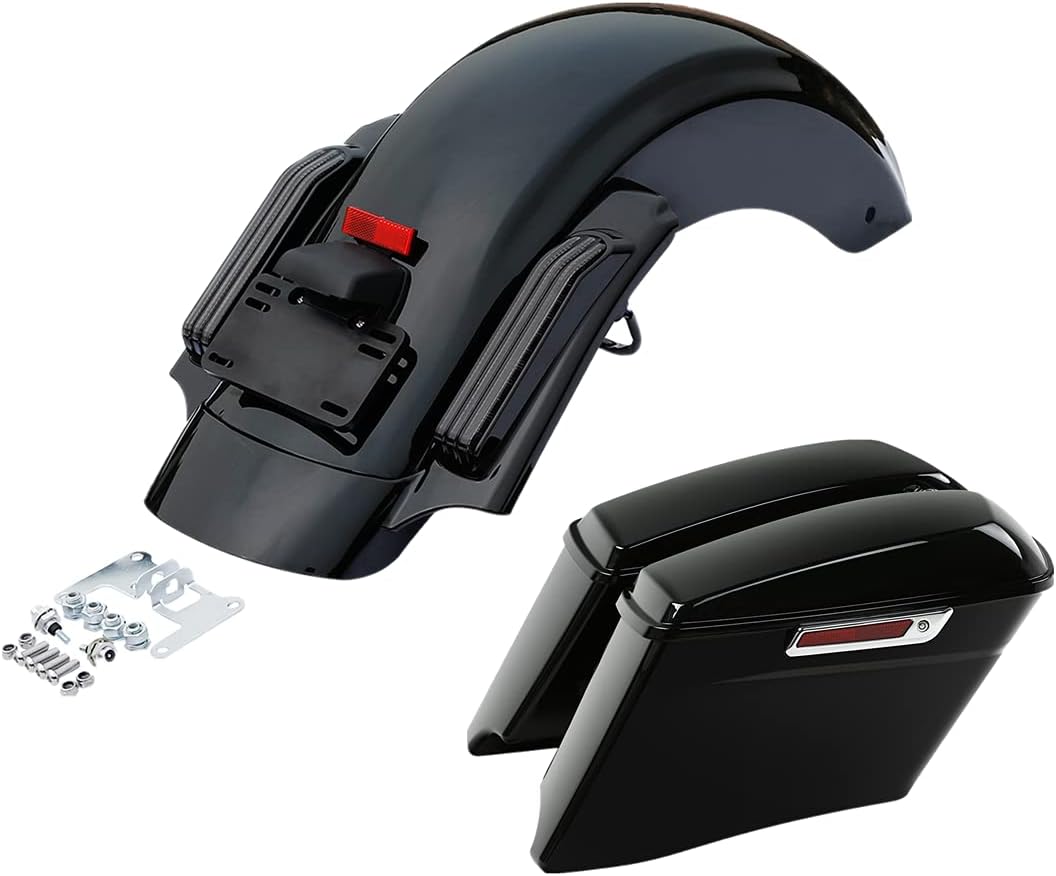 TCMT Guardabarros trasero LED estirado de 4 pulgadas para Harley Touring Road King Road Glide Street Glide Electra Glide 2014-2023