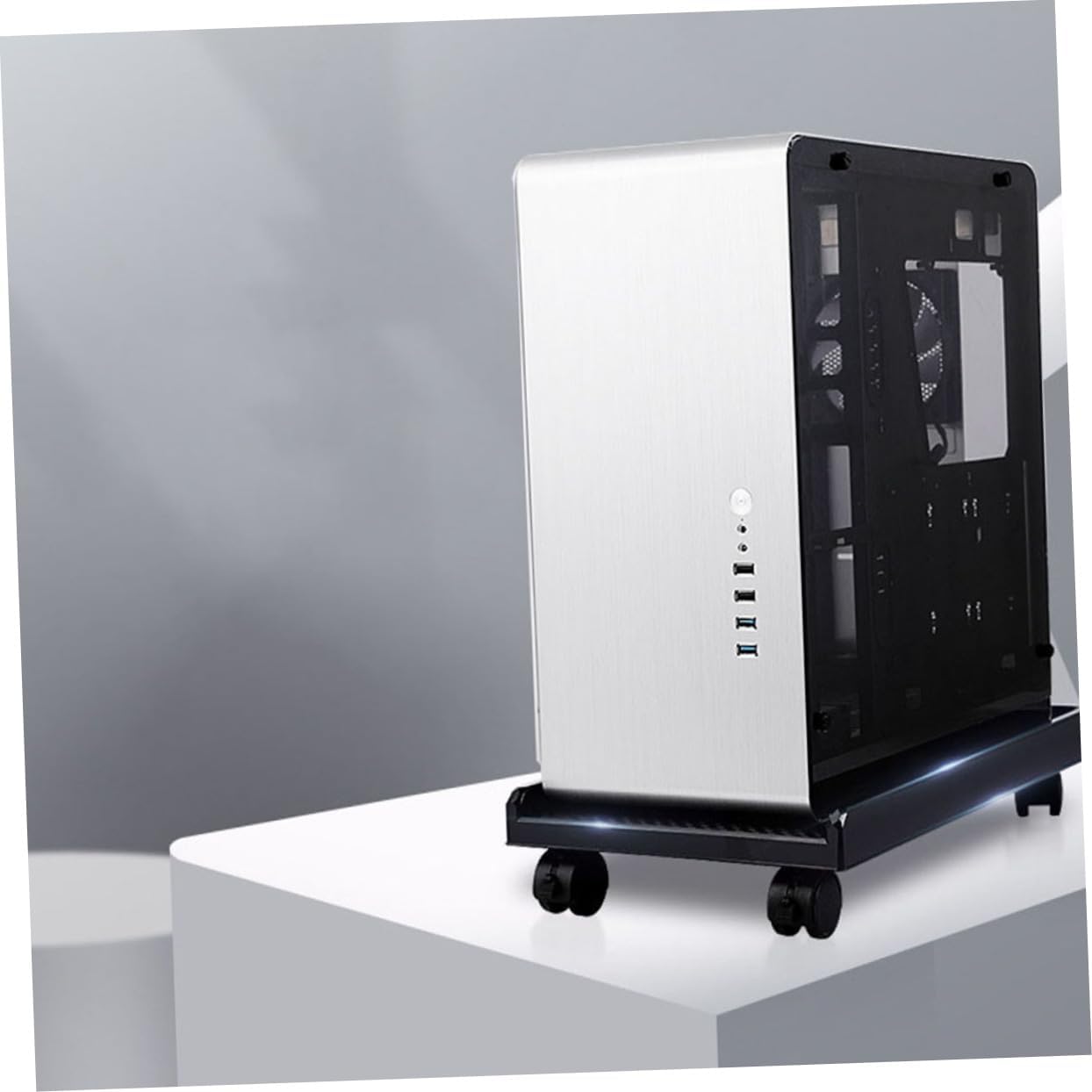 COOPHYA Base de computadora con ruedas, soporte de computadora para torre de escritorio, soporte de polea de CPU, carrito de computadora, soporte de