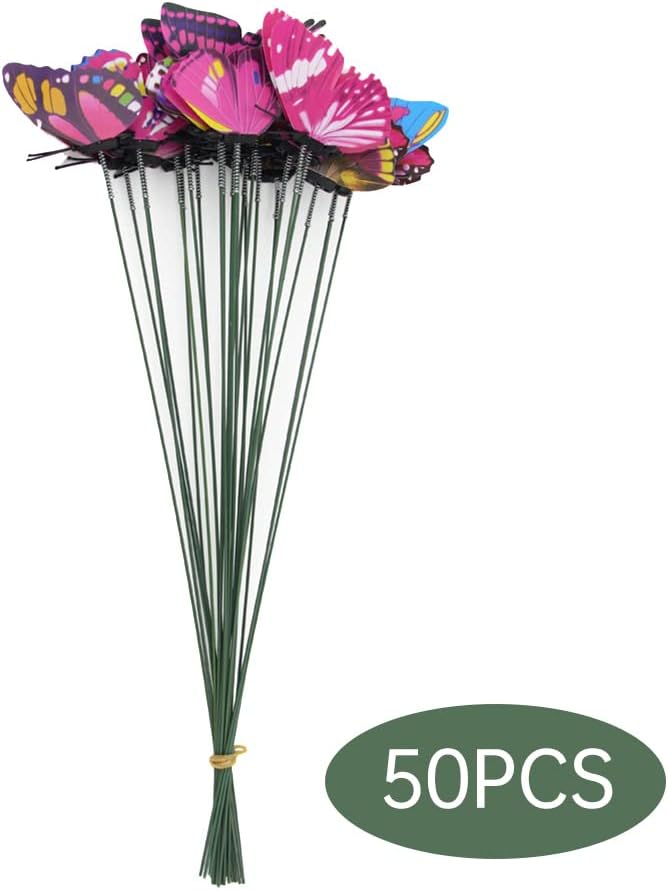 50 estacas de mariposa para jardín, estacas de decoración de mariposa, impermeables, para jardín, decoración de patio, Navidad, 9.8 pulgadas