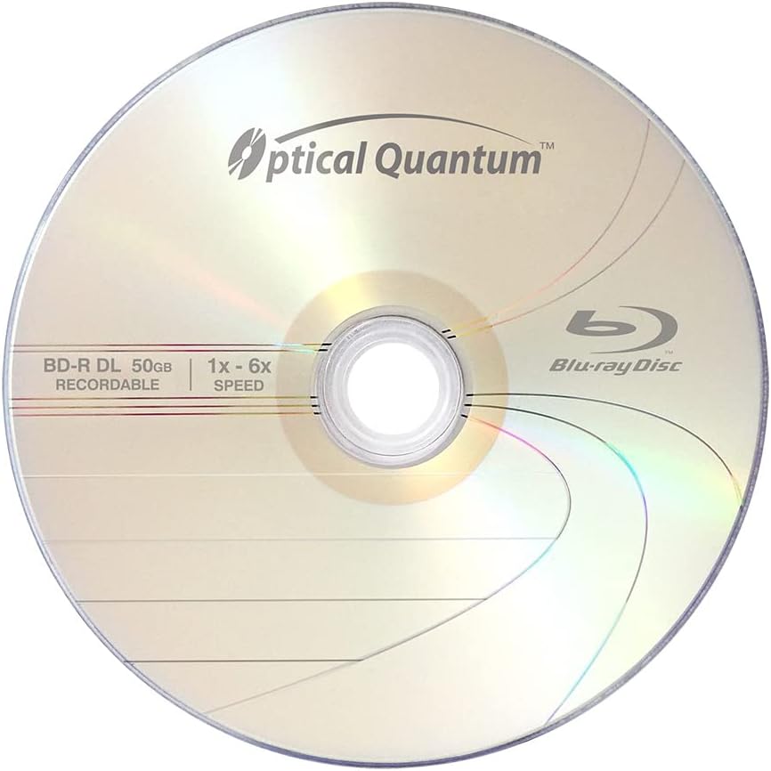 Optical Quantum Disco grabable de doble capa Blu-ray de 50 GB 6X BD-R DL Logo Top, husillo de 50 discos (MPN OQBDRDL06LT-50)