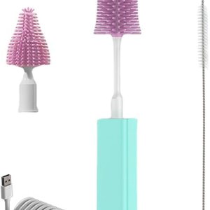 HEYAXA Cepillo eléctrico para biberones con juego de limpiador eléctrico de botellas y cepillo para pajilla, adecuado para cepillo de cocina y HEYAXA Cepillo eléctrico para biberones con juego de limpiador eléctrico de botellas y cepillo para pajilla, adecuado para cepillo de cocina y