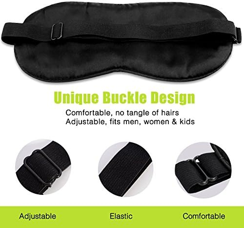 Fitglam Máscara de dormir de seda natural con tapones para los oídos, máscara para los ojos para hombres, mujeres, adolescentes, SM004-RE, Estándar,