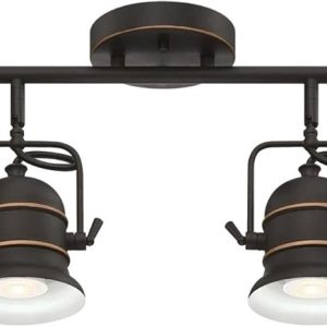 Westinghouse Lighting 6116800 Boswell – Kit de luces de riel para interiores de estilo vintage, acabado de bronce aceitado con reflejos, pantallas Westinghouse Lighting 6116800 Boswell – Kit de luces de riel para interiores de estilo vintage, acabado de bronce aceitado con reflejos, pantallas