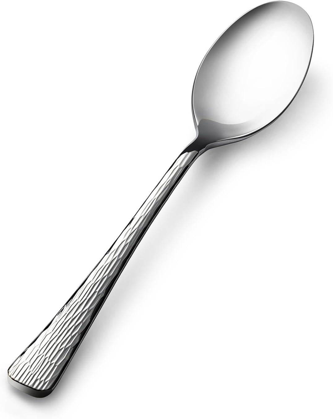 KINGSTONE Juego de 4 cucharas de cena de acero inoxidable 1810, cucharas de metal martillado de 8 pulgadas para el hogar, cocina o restaurante, no