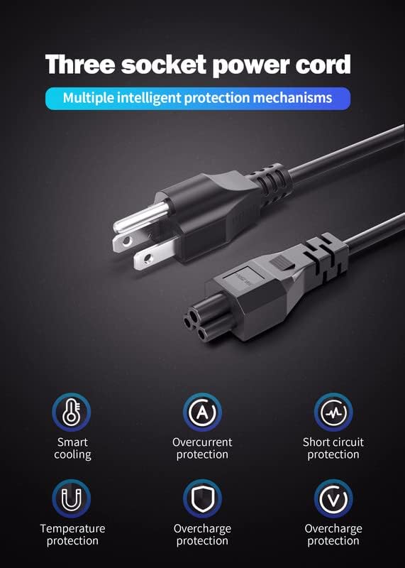 Paquete de 3 cables de alimentación de TV de 4 pies (3.9 ft), cable de alimentación de 3 clavijas Mickey Mous de repuesto para LG LCD LED Smart TV