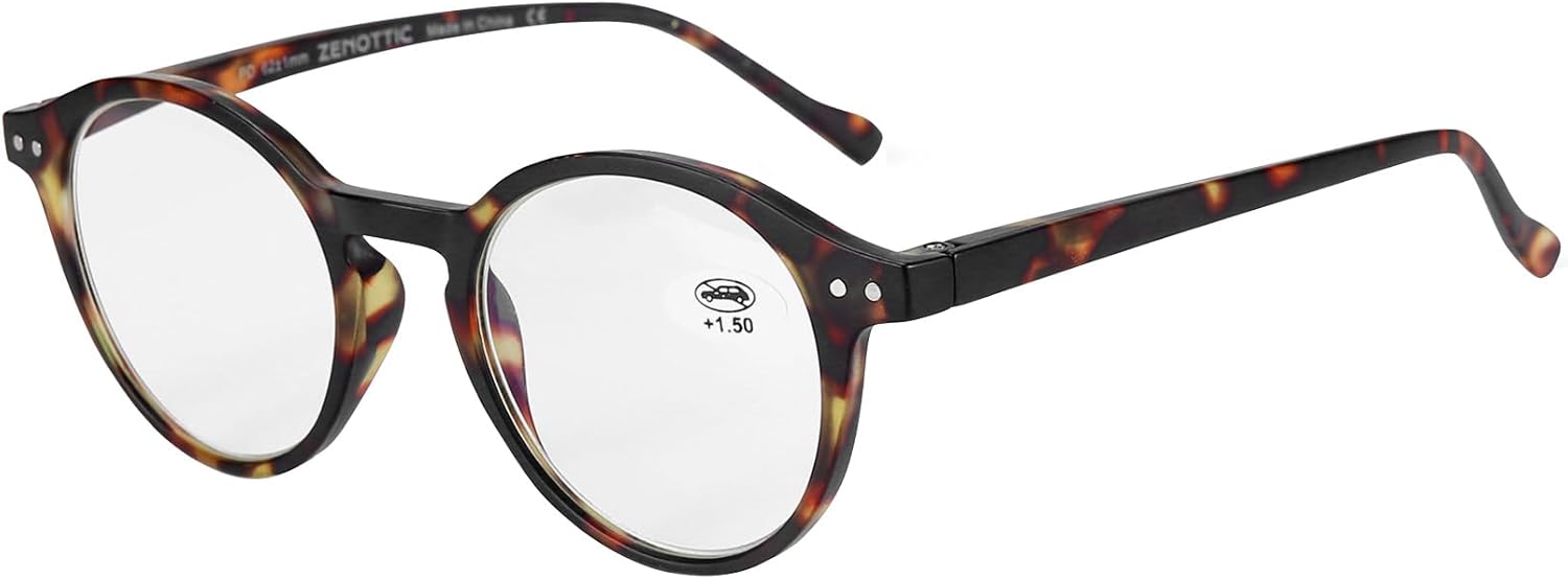 Zenottic – Lentes redondos con diseño de bloqueo de luz azul para lectura para hombres y mujeres