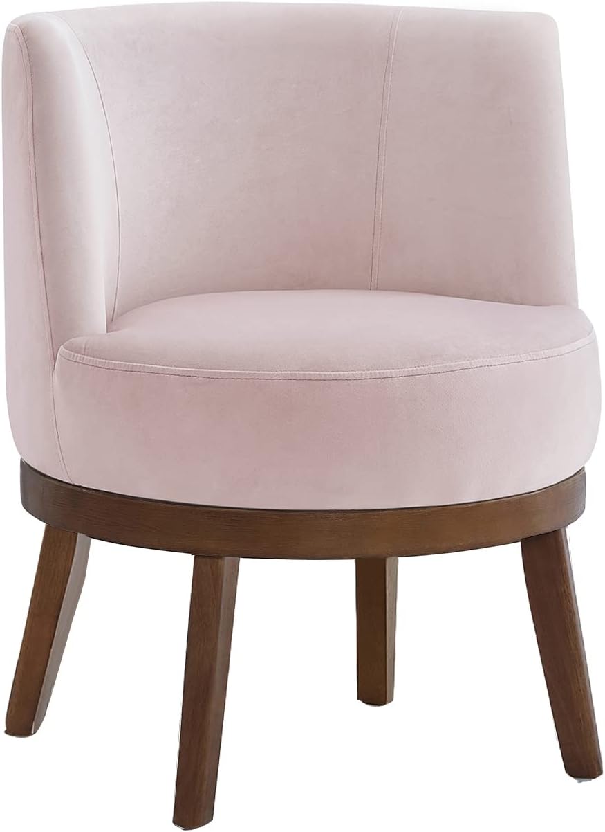 24KF Silla moderna giratoria de 360 grados, cómoda silla redonda de terciopelo para sala de estar, sillón esquinero para guardería, 7018S-rosa