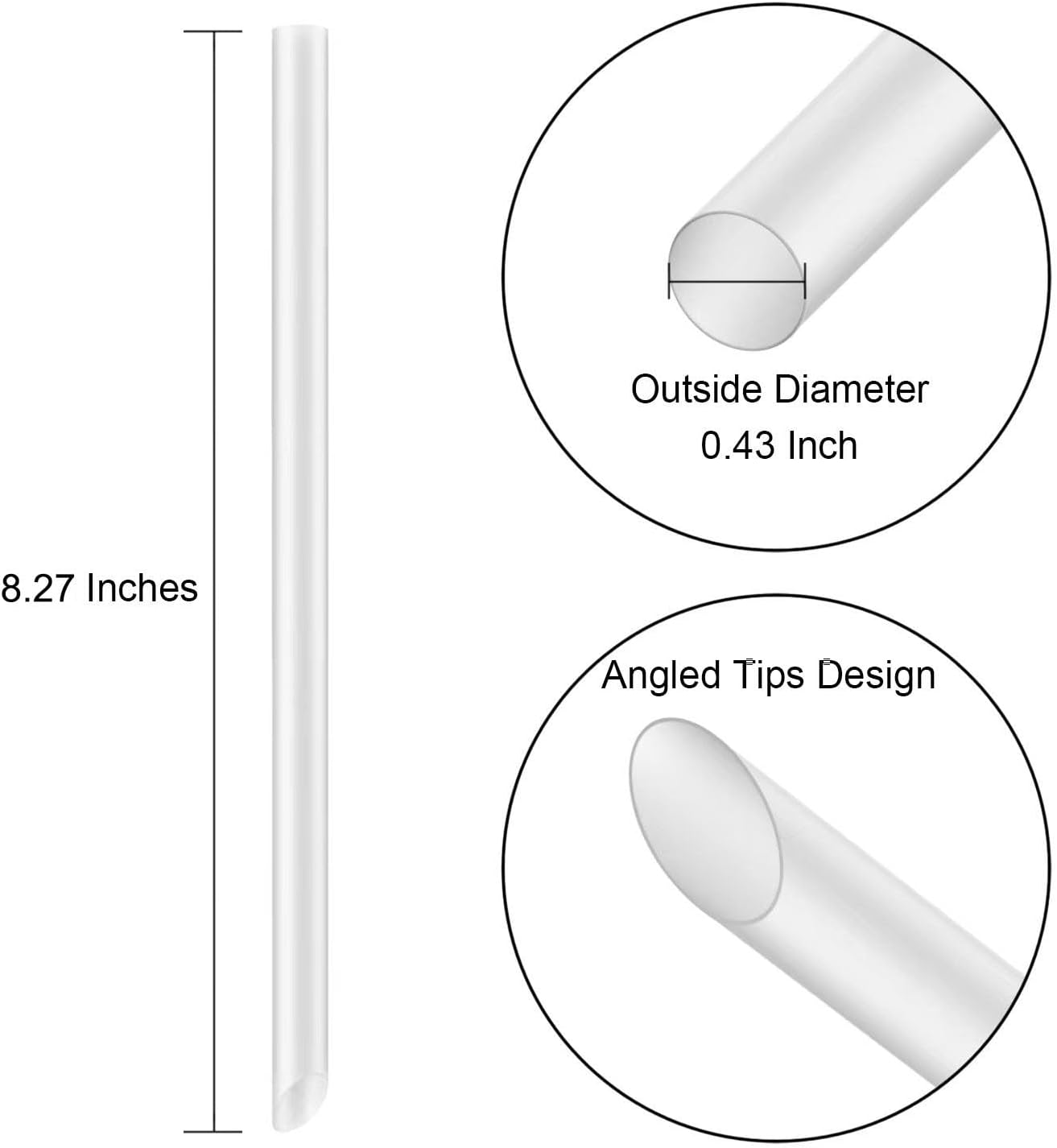 Envueltas individualmente Puntas anguladas, 100 popotes desechables y transparentes para batidos y pajitas Boba, popotes anchos de plástico para
