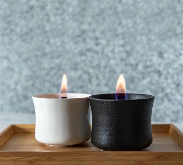 LOVINFLAME Velas de cerámica con perlas para regalo, portátil, de mesa, calentador de patio, chimenea, decoración interior del hogar, sin humo, solo