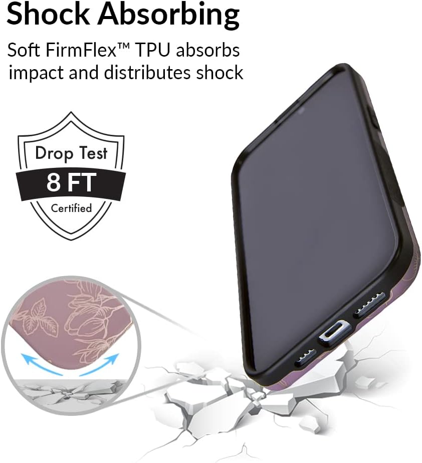 Velvet Caviar Funda diseñada para iPhone 14 PRO floral, probada en caídas de 10 pies, compatible con MagSafe, forro protector de microfibra (morado,