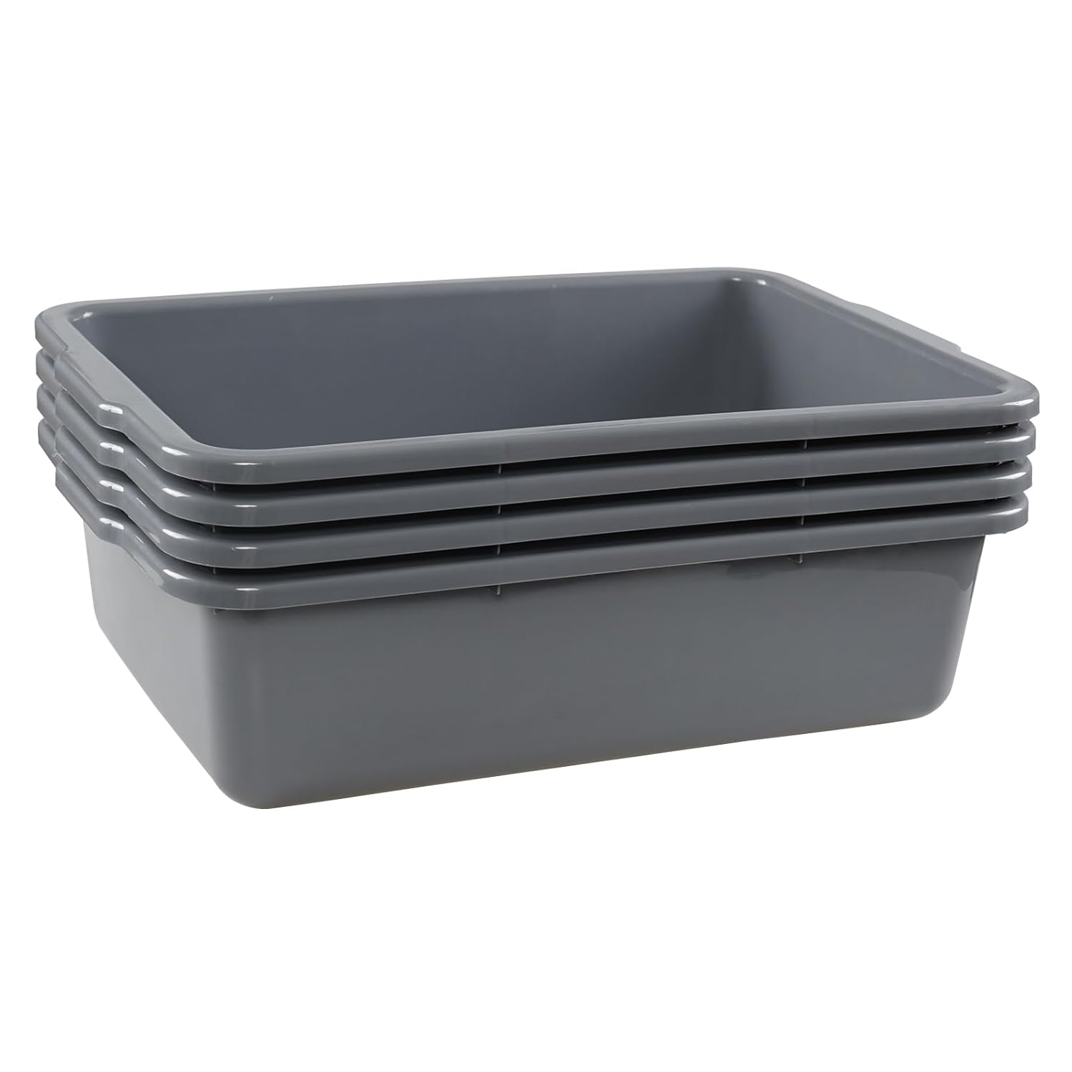 Paquete de 4 cajas de autobús comerciales, 23 L de plástico, color gris