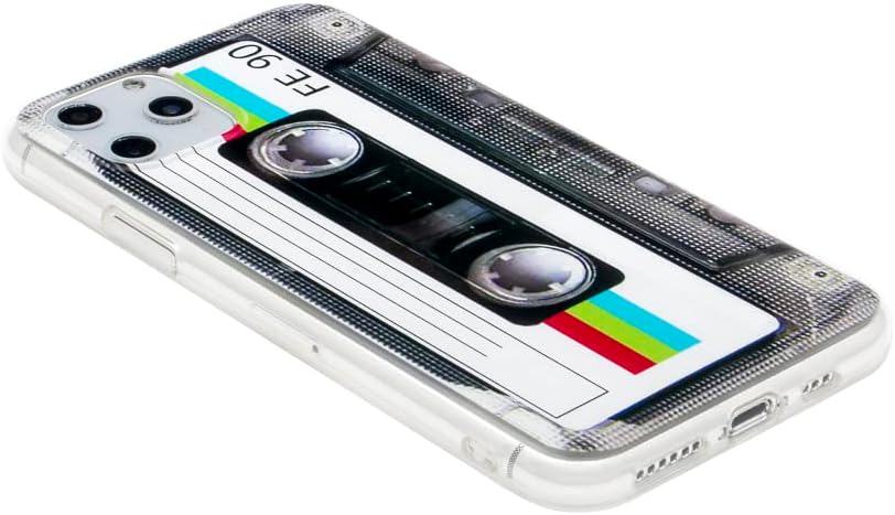 fateam Funda para iPhone 11 Pro, acabado mate, carcasa trasera suave resistente con TPU suave parachoques retro cassette funda compatible con iPhone