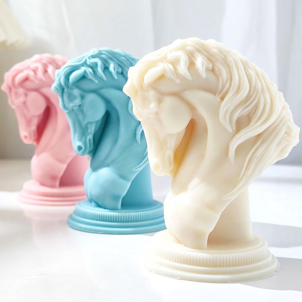 Molde de silicona para velas de ajedrez y caballero de cabeza de caballo para cera de jabón, resina epoxi, manualidades, manualidades, semental,