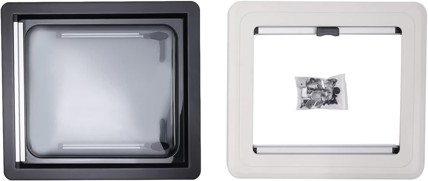 CNCEST Puerta de ventilación con bisagras para caravana, caravana, cámper, 18 x 20 pulgadas, ventana de salida de autocaravana para caravana,