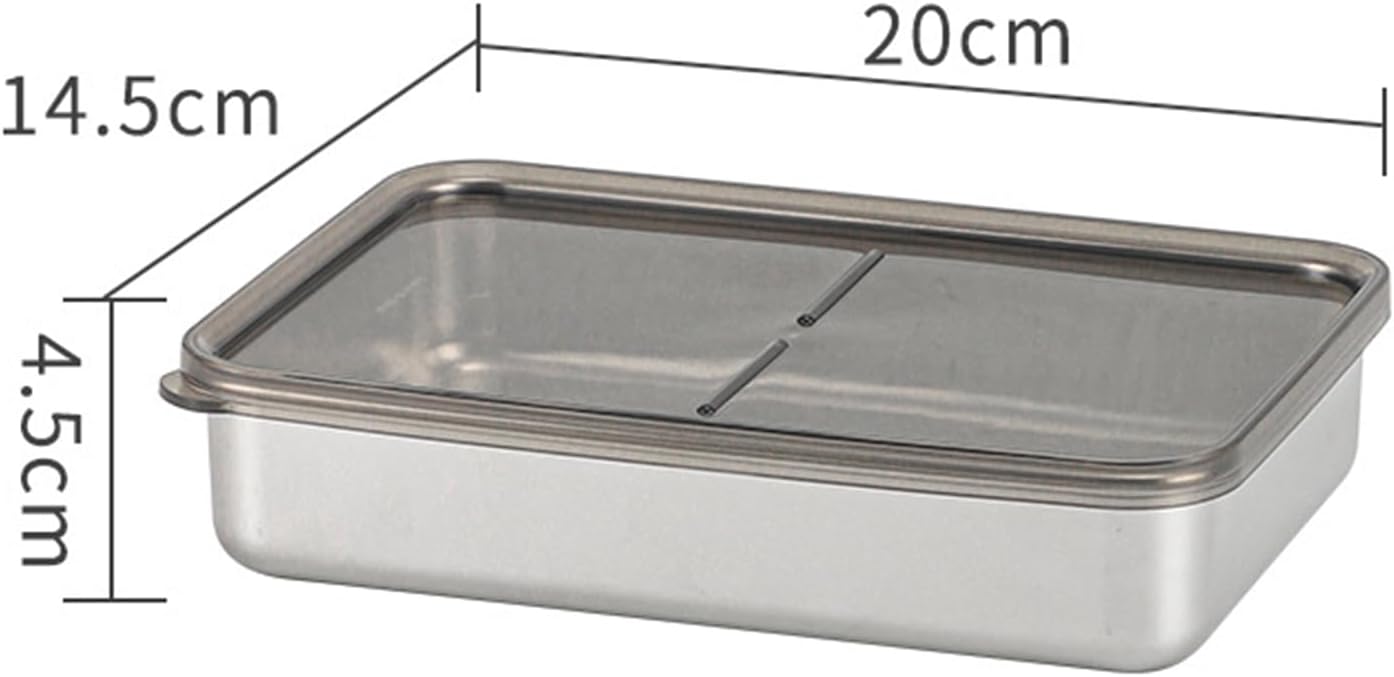 Recipiente de tocino para refrigerador, 1000ML2000ML800ML400ML Crisper Box 304 Recipientes herméticos de almacenamiento de carne con tapas con base