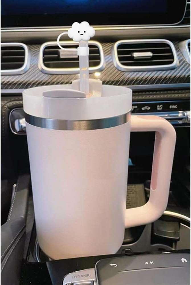 Stanley – Tapas de paja de 0.394 pulgadas con popotes para vasos Stanley de silicona de grado alimenticio de 30 y 40 onzas, a prueba de polvo y