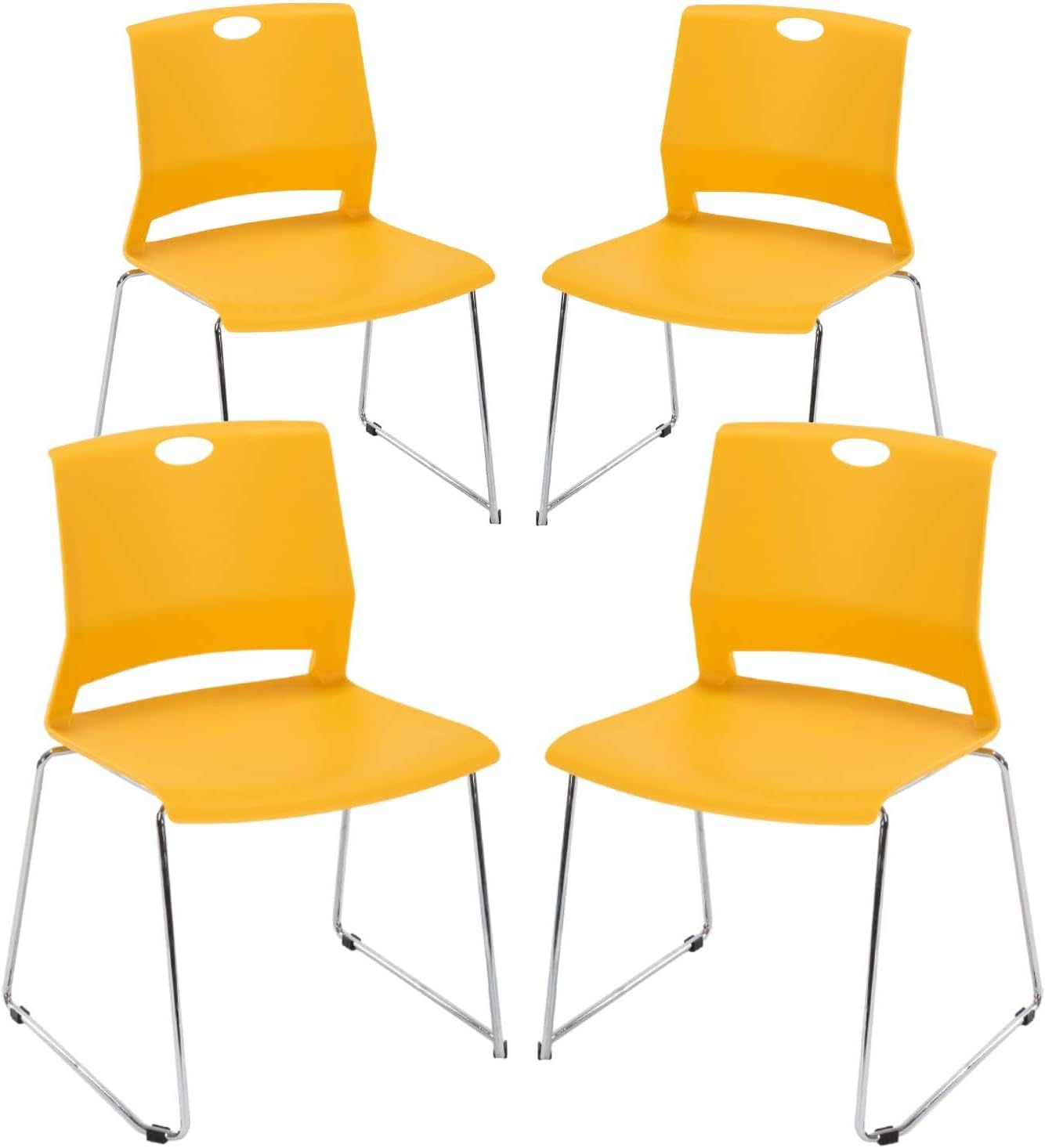 Whiterye Sillas de sala de espera, paquete de 4 sillas de plástico, sillas de invitados de oficina y sillas de recepción, sillas apilables para sala
