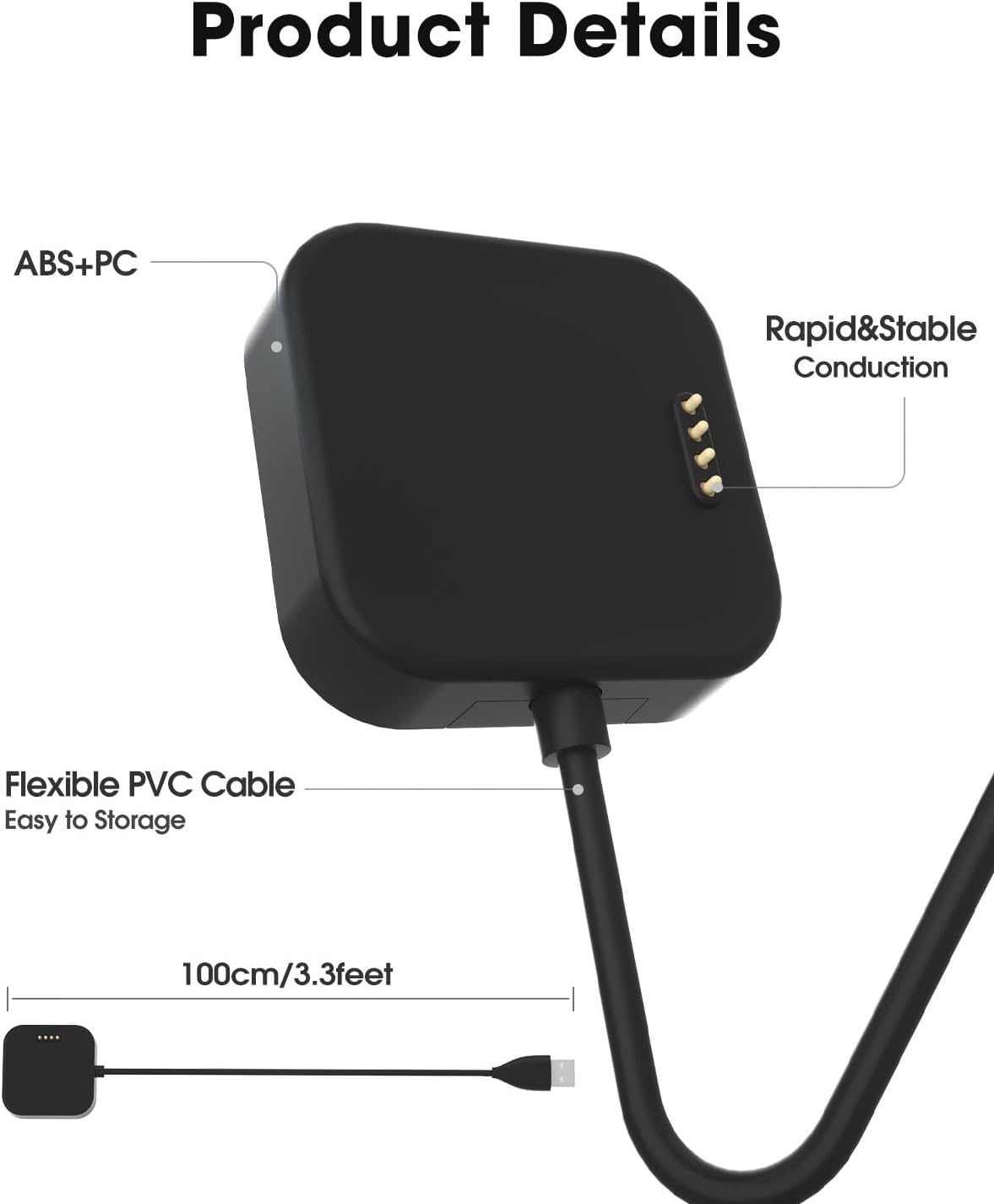 SimpleThings Compatible con el cargador de reloj Gabb, potente cargador magnético con cable de 3.3 pies