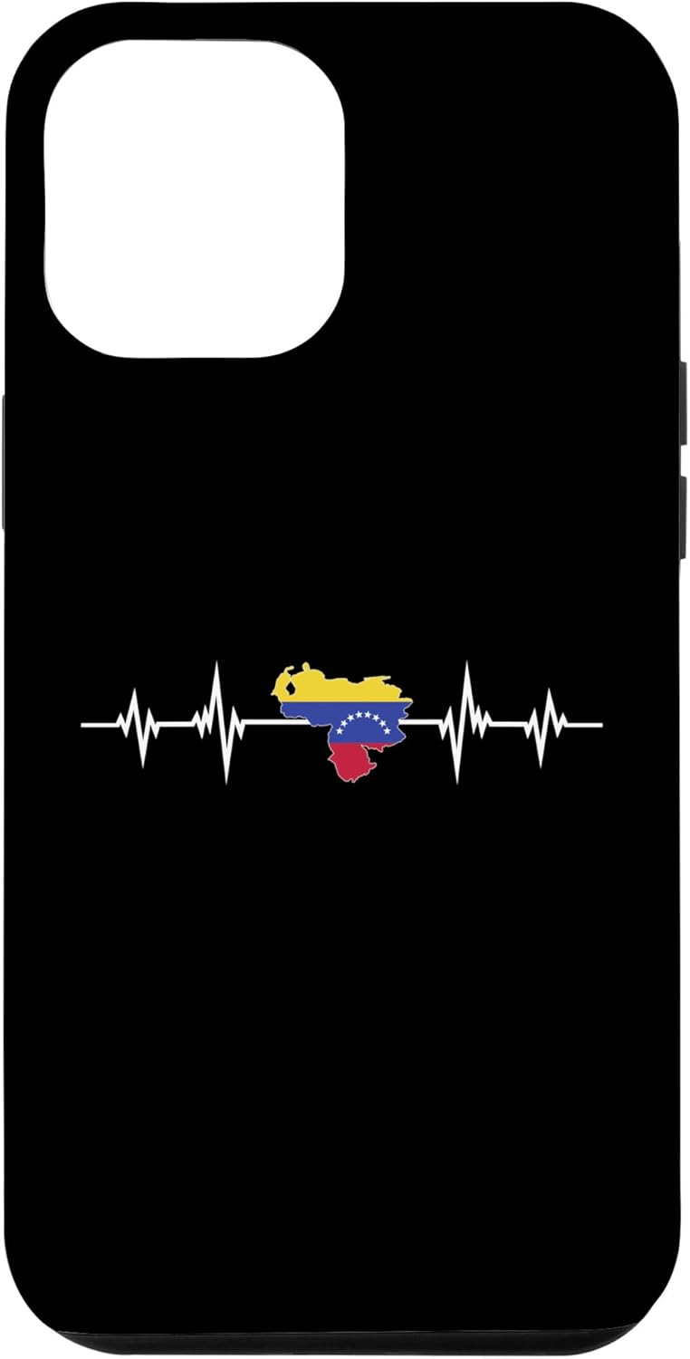 Funda para iPhone 14 Pro Max con diseño de mapa de latidos venezolanos con la bandera venezolana