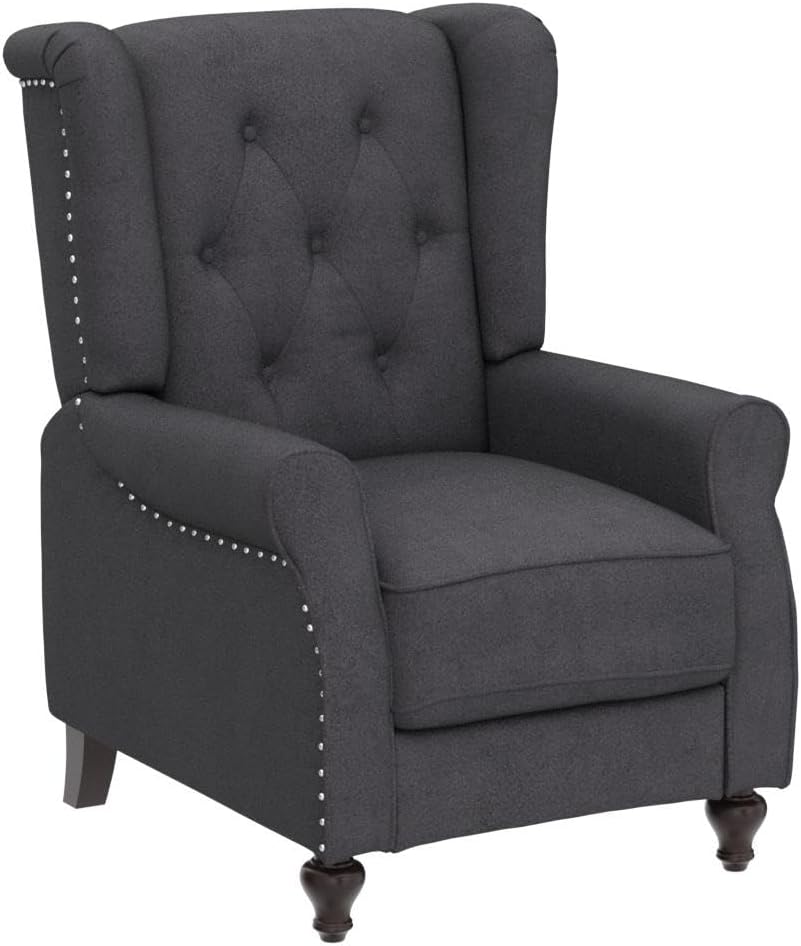 OQQOEE Wingback – Silla reclinable de tela, sillas decorativas con respaldo acolchado de diamante con respaldo ajustable y cojines acolchados