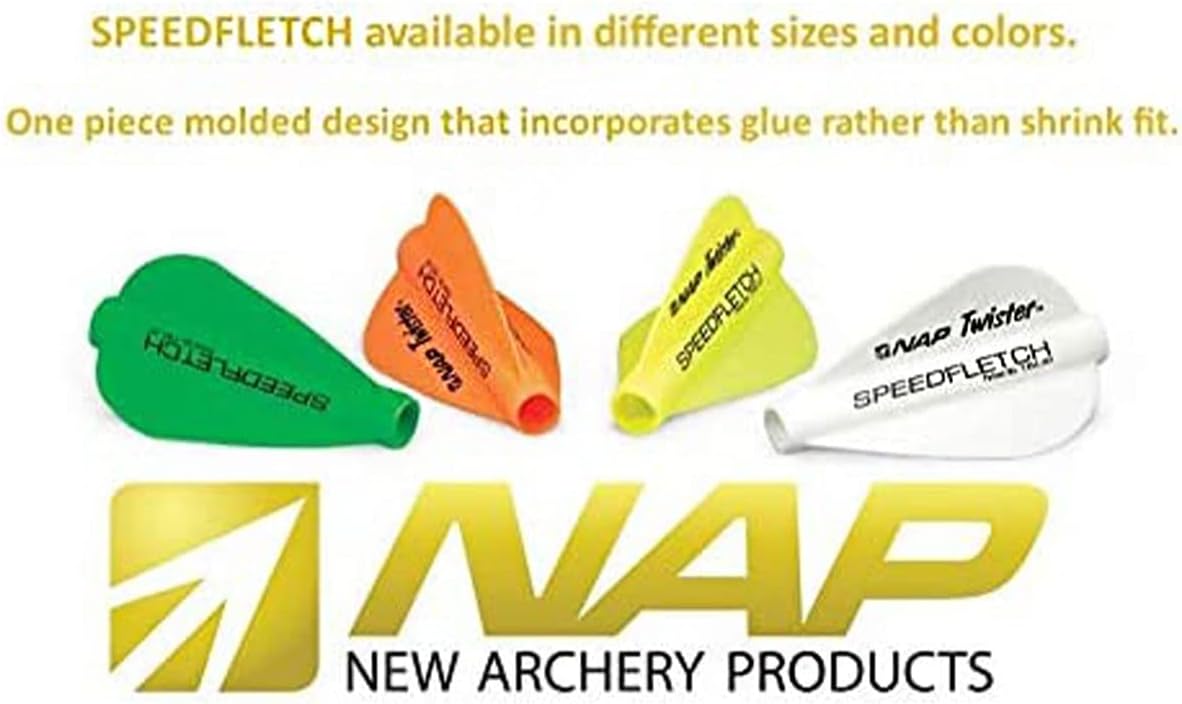 New Archery Products Bow Hunting One-Piece Speedfletch Vanes WhiteOrange for Student Shooters – 6 Pack