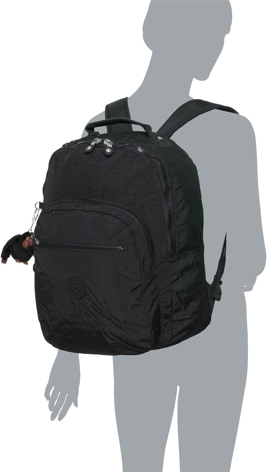 Kipling Seoul Go – Laptop, acolchado, correas ajustables para mochila, cierre de cremallera, Negro Tonal, Mochila