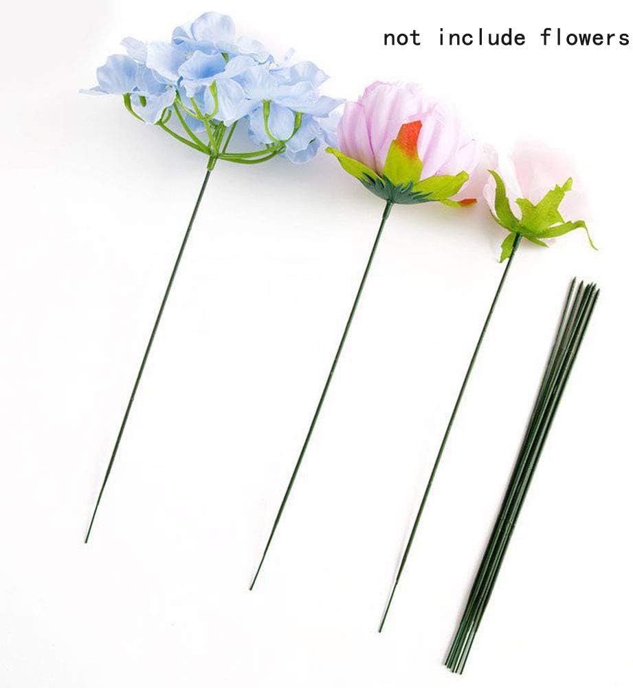 100 piezas de tallo floral de plástico, varilla de flores artificiales, alambre de flores verdes, ideal para la persona de manualidades, 6.7 in y