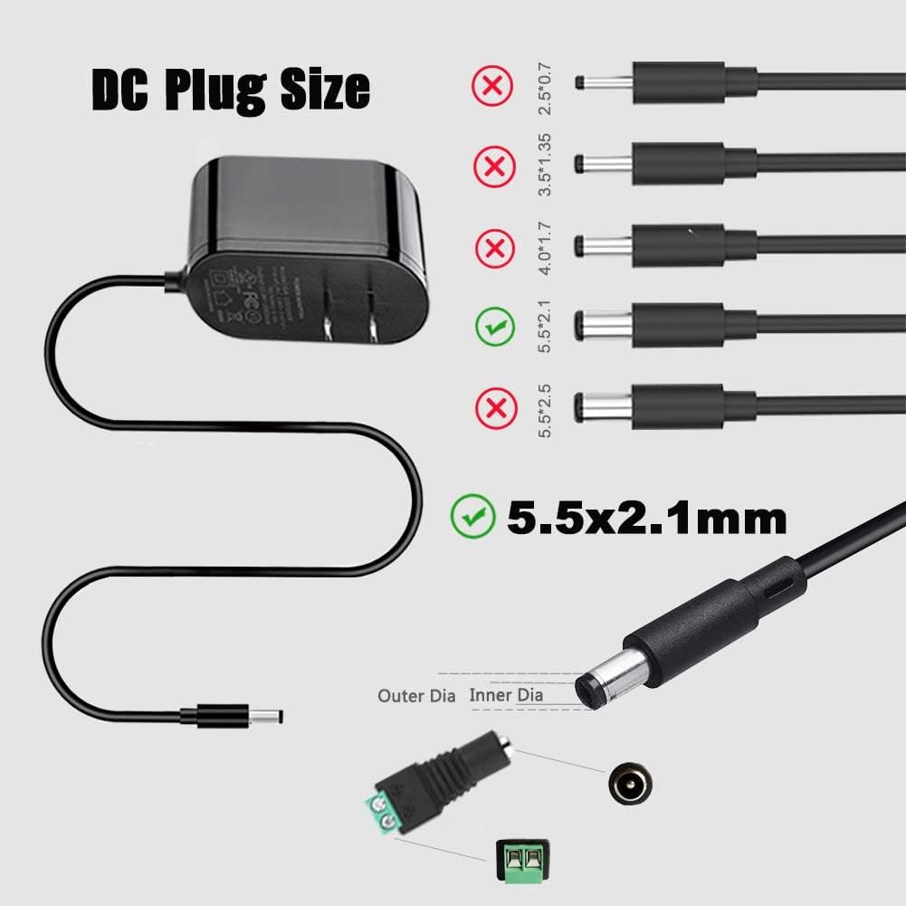 Fuente de alimentación DC de 12 V, Hosyl con certificación UL, fuente de alimentación de 12 voltios y 2 amperios, transformador de 120 V a 12 V con
