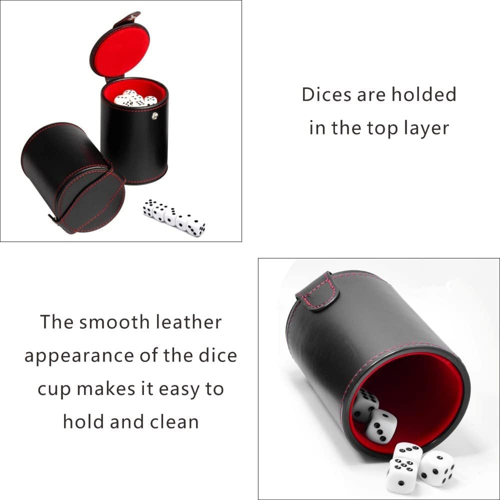 Taza de dados de piel sintética, herramienta de almacenamiento de dados con forro de fieltro de moda, agitador de dados silencioso para disfrutar