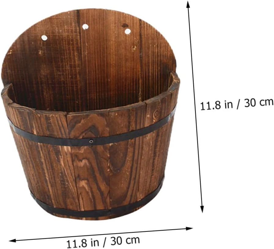 KONTONTY Macetero de madera sintética para decoración del hogar, maceta rústica, maceta colgante de pared, maceta retro para interiores, maceta