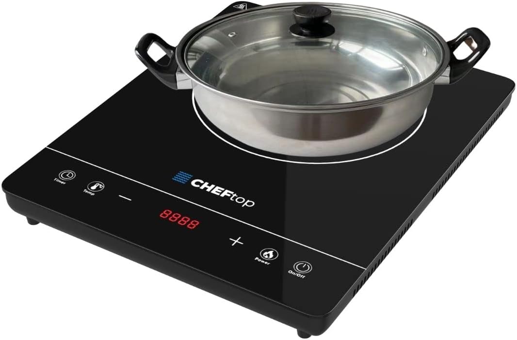 Cheftop – Quemadores de inducción portátiles de inducción de 120 V, parte superior de cerámica digital con bloqueo de seguridad para niños, 1800