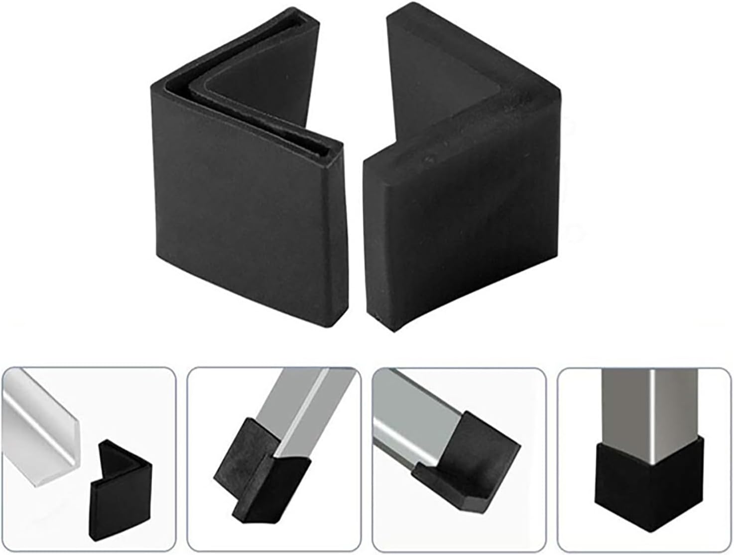 RLECS 8 almohadillas triangulares de hierro en forma de L para muebles angulares de acero para muebles, almohadilla antideslizante, soporte de goma