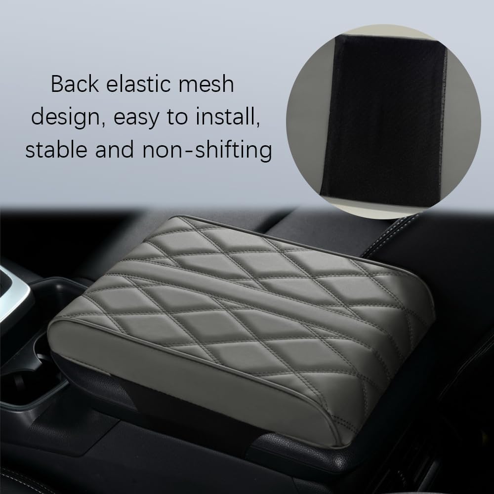 Jsorum Almohadilla de cuero para reposabrazos de automóvil, funda de cuero de espuma viscoelástica, funda de cuero sintético para reposabrazos de