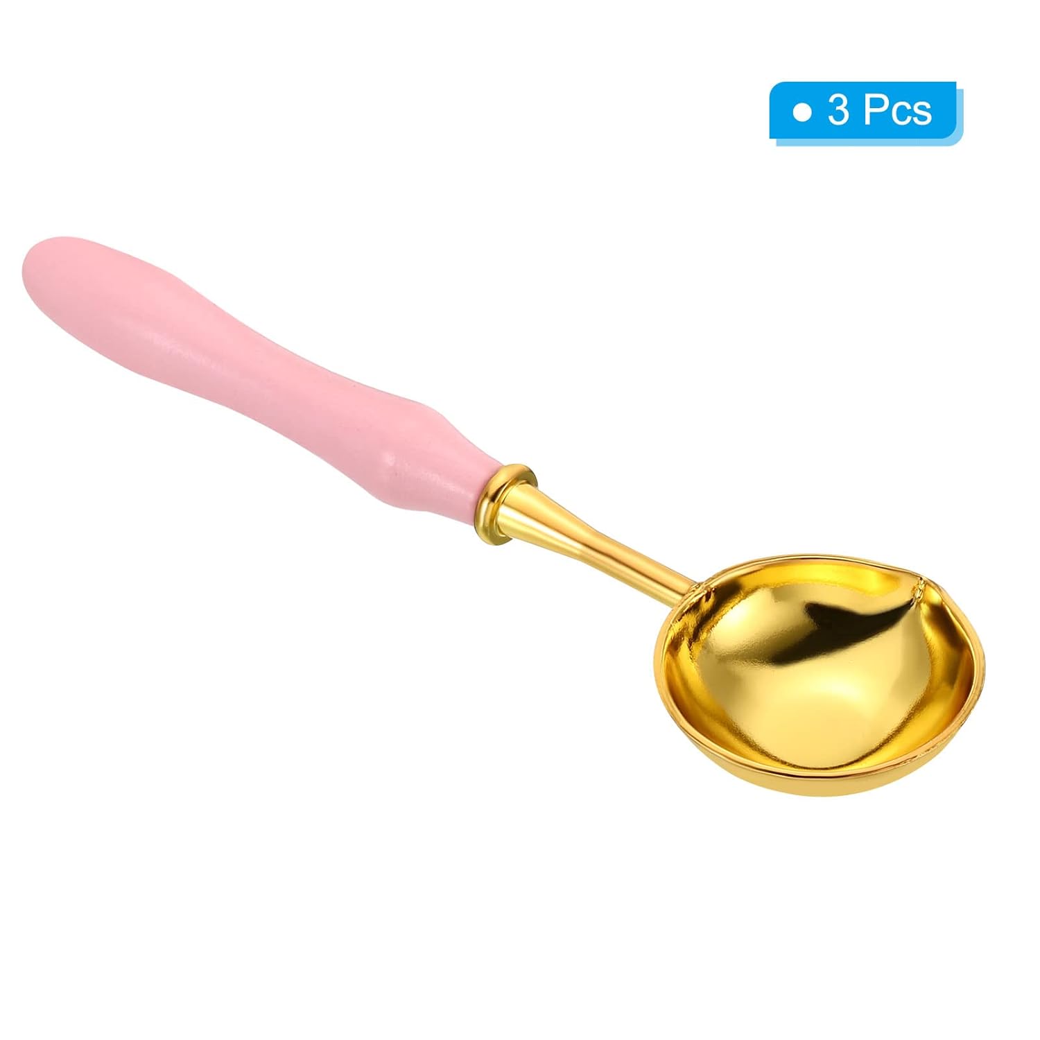 PATIKIL Cuchara de sellado de cera de 4 pulgadas, 3 cucharas de fusión de sellado de cera de latón, mango largo vintage de madera para sello de