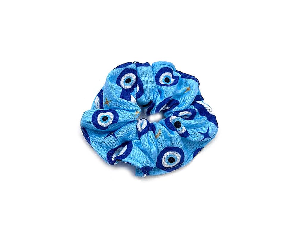 Coletero elástico de algodón suave con diseño de mano Hamsa de mal de ojo, regalo hecho a mano para mujer, accesorios bohemios (turquesa)