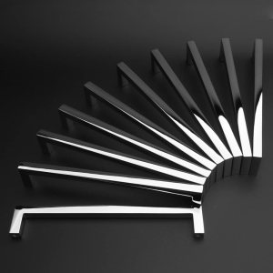 KOOFIZO Manija de barra cuadrada maciza para armario, tirador cromado para armario, con distancia para los tornillos de 6.299 in, paquete de 10 KOOFIZO Manija de barra cuadrada maciza para armario, tirador cromado para armario, con distancia para los tornillos de 6.299 in, paquete de 10