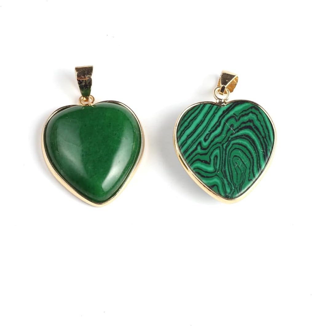 6 colgantes de piedra natural, colgantes de piedra de cristal en forma de corazón, dijes de piedras preciosas curativas de chakras y reiki, a granel
