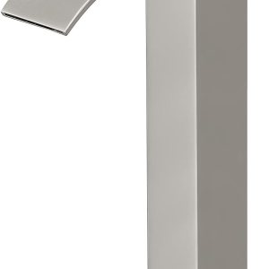 BESy grifo de baño de cascada de níquel cepillado, de una sola llave alta, grifo de lavabo de baño con placa de cubierta, latón macizoníquel BESy grifo de baño de cascada de níquel cepillado, de una sola llave alta, grifo de lavabo de baño con placa de cubierta, latón macizoníquel