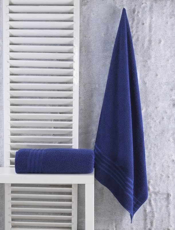 Hammam Linen – Paquete de 2 toallas de baño muy grandes de 89 x 177.5 cm, suaves y absorbentes, 100 % algodón de calidad prémium (color azul marino)