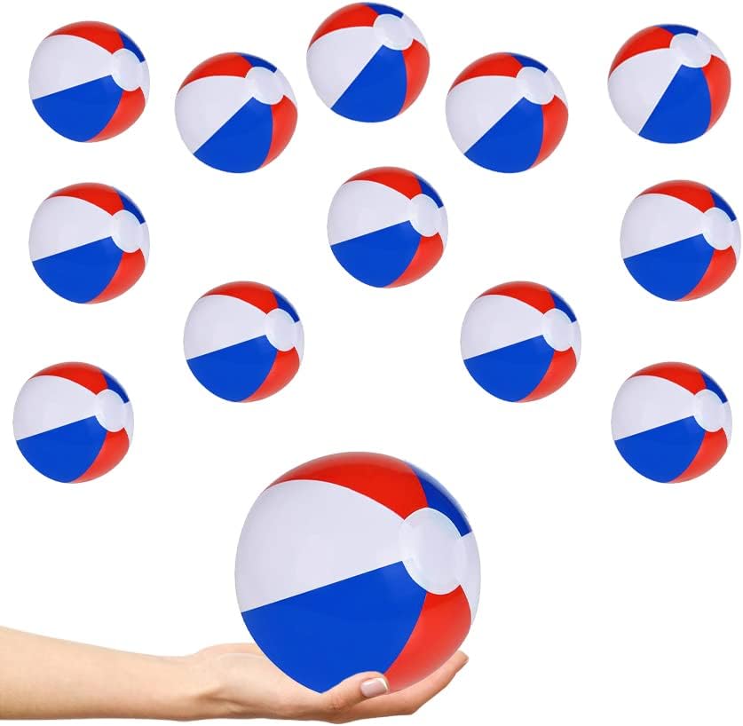 The Dreidel Company Pelotas de playa patrióticas inflables con diseño de bandera de Estados Unidos para fiesta en la piscina, cumpleaños, juguete