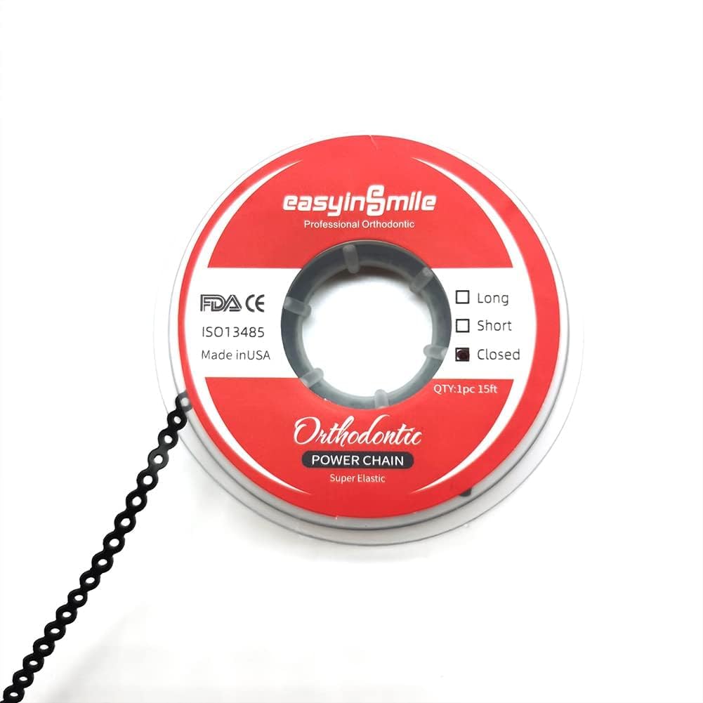 Ortodoncia dental ultra elástica de goma para cadenas de alimentación CortoLargoCierre (Cerrar, Negro)