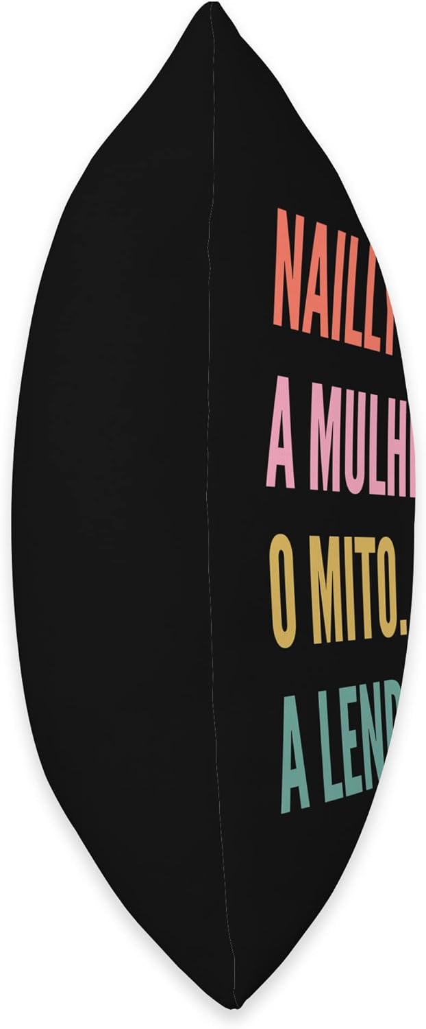 Designs De Nomes Engraçados Para Mulher Funny Portuguese First Name Design-Naillyne Throw Pillow, 18×18, Multicolor