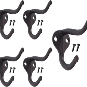 Gancho para sombrero de abrigo, diseño antiguo, color negro aceitado, paquete de 5 Gancho para sombrero de abrigo, diseño antiguo, color negro aceitado, paquete de 5